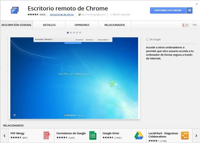 Remote Desktop extensión web para controlar otra PC desde Chrome