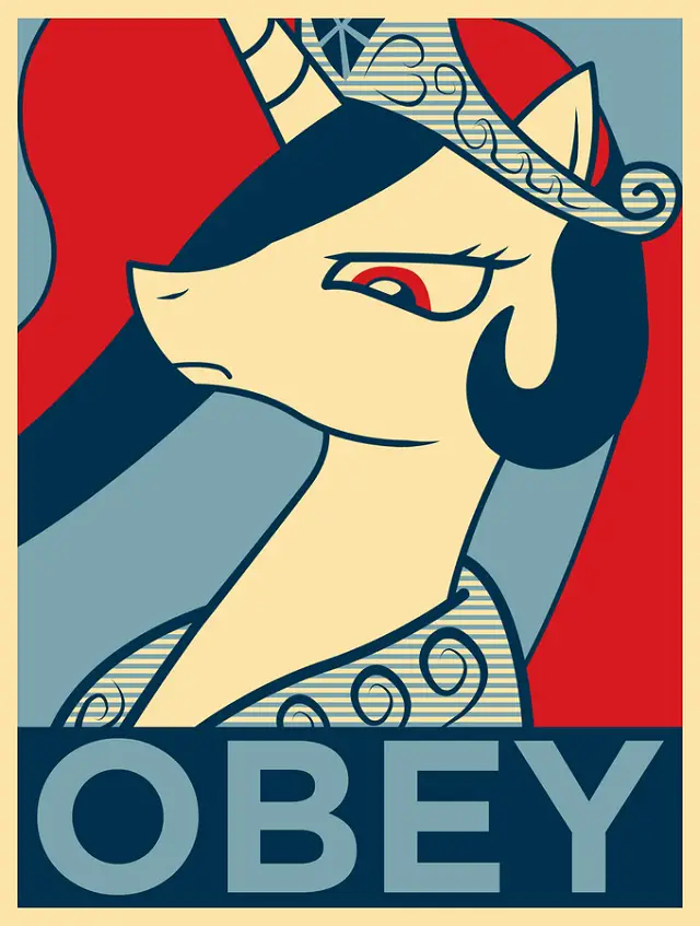 Un ejemplo de un poster generado a partir del diseño de Obama Hope, pero con Ponis.