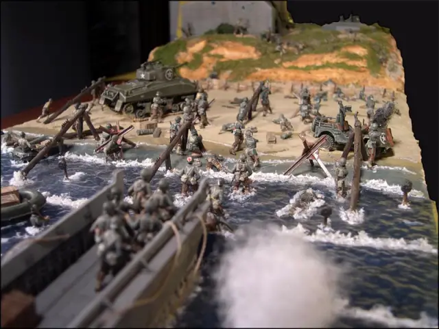 Diorama del desembarco en Normandía, Día D, 2da Guerra Mundial